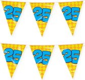 Paperdreams verjaardag 25 jaar thema vlaggetjes - 2x - feestversiering - 10m - folie - dubbelzijdig