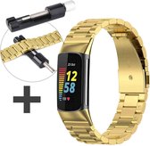iMoshion Stalen bandje met Horlogeband inkorter Geschikt voor Fitbit Charge 5 / Charge 6 - Goud