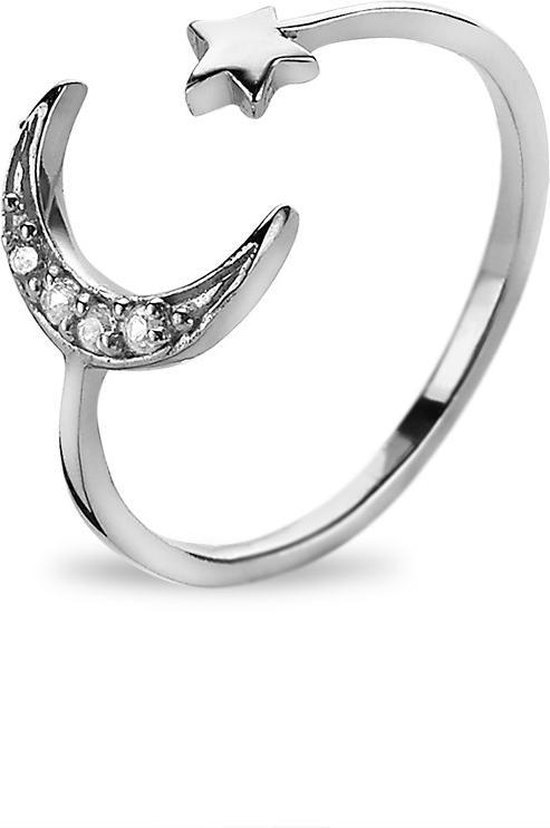 Twice As Nice Ring in zilver, maan en ster 48 | bol.com