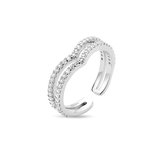 Twice As Nice Ring in zilver, dubbele rij zirkonia Wit 60