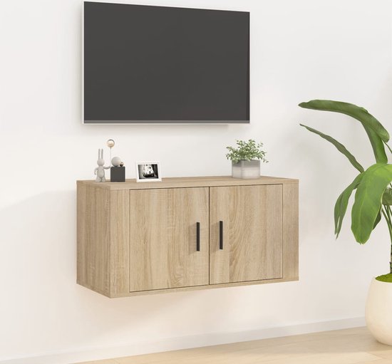 vidaXL Wandtafel 100x35x76,5 spaanplaat bruineikenkleurig