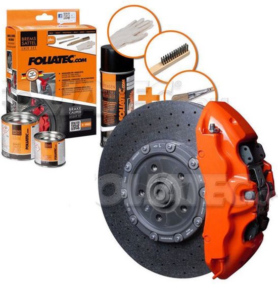 Jeu de vernis pour étriers de frein Foliatec - Orange flamme - 3 composants