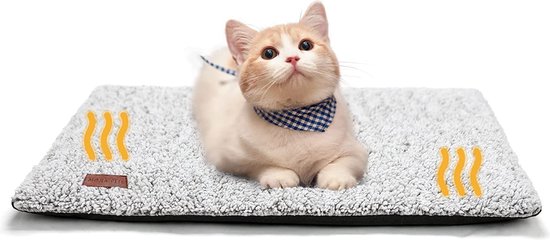 Petace Warmtedeken voor katten, 60 x 45 cm, ultrazachte zelfverwarmende hondendeken, verwarmingsmat voor honden/katten, antislip, 60 x 45 cm, bruin