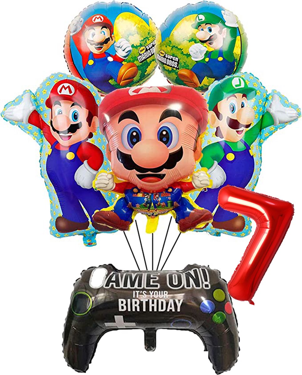Super Mario ballon set - 60x44cm - Folie Ballon - Super Mario - Luigi - Game - Gaming - Playstation - Xbox- Themafeest - 7 jaar - Verjaardag - Ballonnen - Versiering - Helium ballon