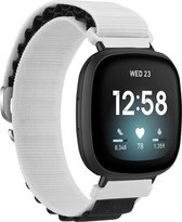 YONO Nylon Loop Bandje geschikt voor Fitbit Versa 4 / Sense 2 - Wit / Zwart