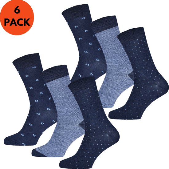 Chaussettes Hommes, Coton, 6 paires, Bleu foncé, Taille 39-42, Chaussettes pour