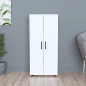 JOISCOPE Draagbare Kast Grote Kledingkast Kapstok DIY Rekken Kledingkast Met Deur Schoenenrekken Van PP-Kunststof Voor Hangende Kleding Wit 16 Kubussen