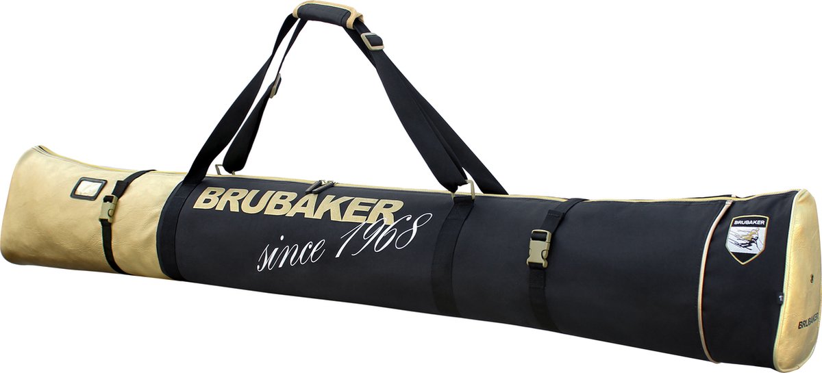 BRUBAKER Carver Pro St. Moritz Skitas - Voor 1 paar Ski's & Stokken - Gevoerd - Zware Kwaliteit - Scheurvast - Skihoes - Verstelbare draag/schouderbanden- 170 cm - Zwart/Goud