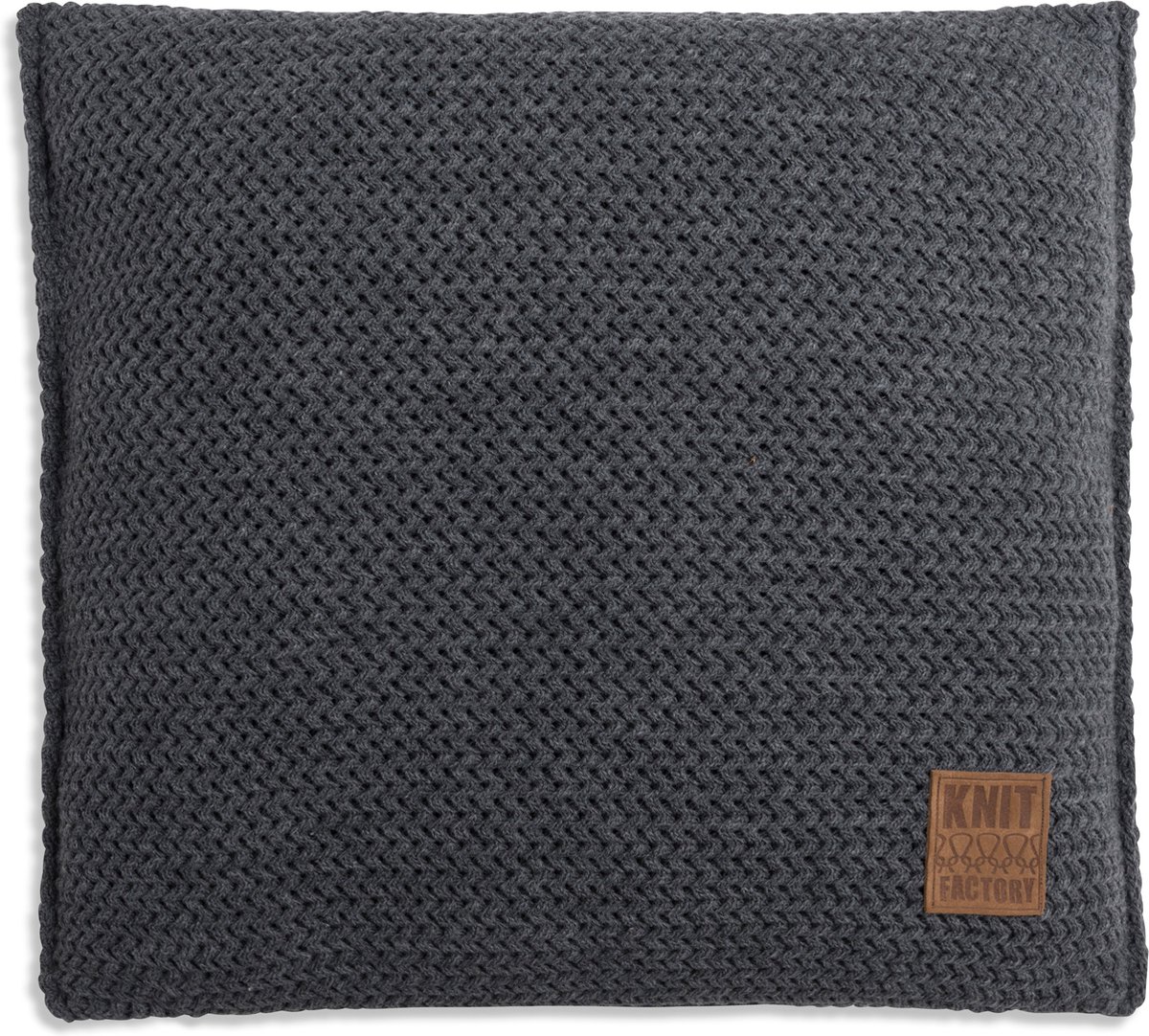 Knit Factory Maxx Sierkussen - Vierkant kussen - Kussen woonkamer - Bank kussen - Decoratie kussen - Antraciet - 50x50 cm - Kussenhoes inclusief kussenvulling