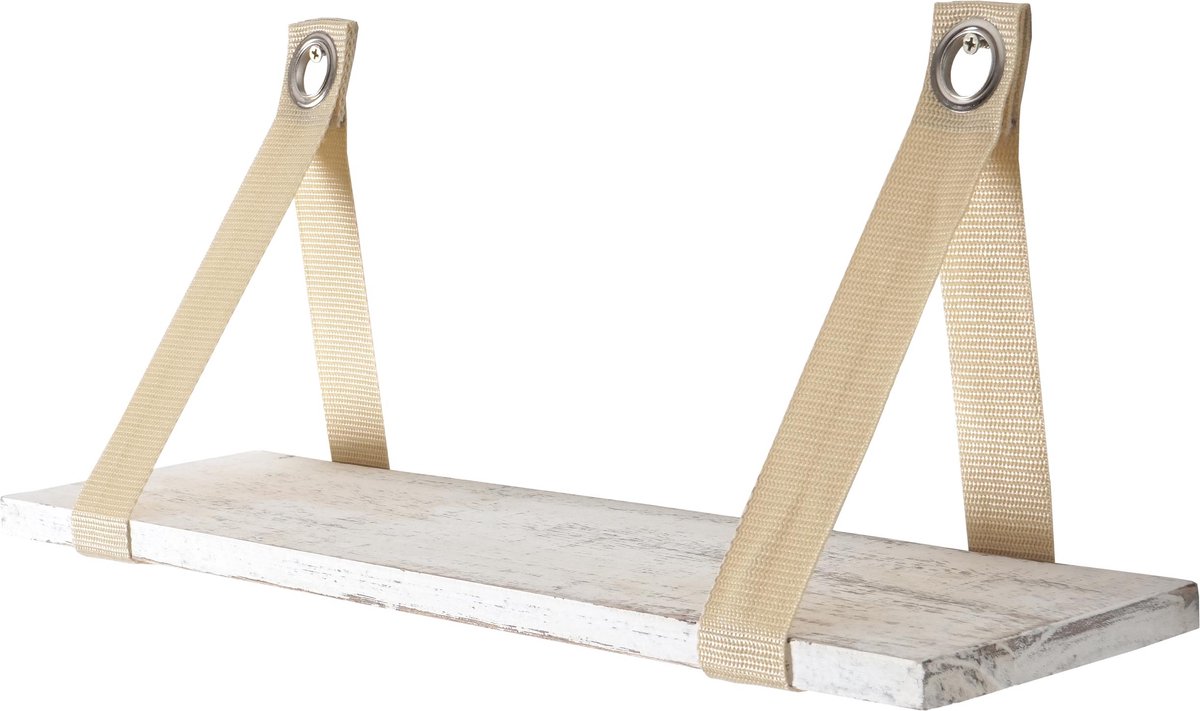 Wandplank Var, hangplank Plank, shabby look, vintage 21x50cm ~ wit