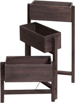 Plantenrek T275, staande plantenbak, 65x108x15cm, hout shabby-look vintage ~ grijsbruin