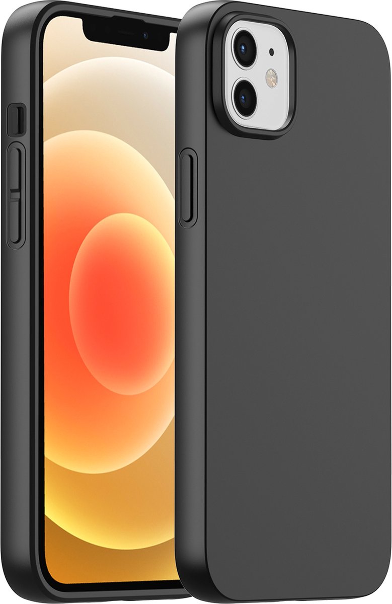 Telefoonhoesje Zwart Geschikt voor Iphone 12 mini Hoesje Met Screenprotector Beschermglas
