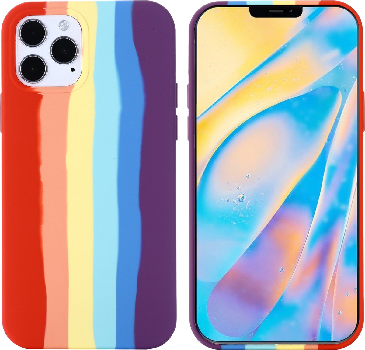Peachy Rainbow Pride siliconen hoesje geschikt voor iPhone 11 Pro Max - pastel