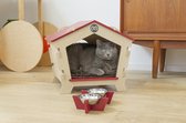 MishiDesign Pethouse - Huisdieren huisje met kleedje en eet- & drinkbakje - Blauw