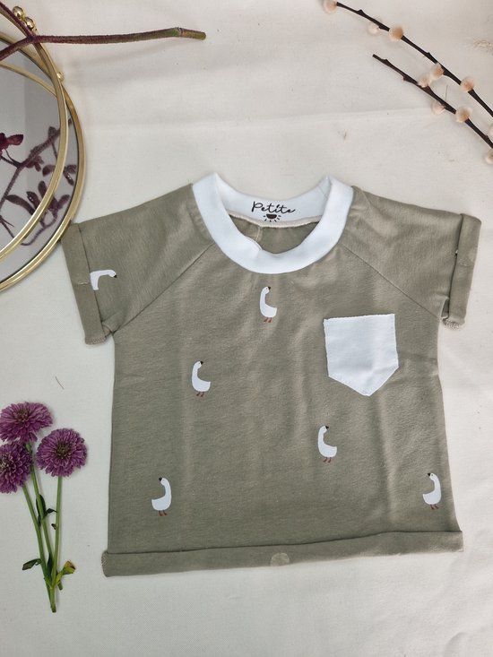 Eenden Olive baby T-shirt - hoogwaardig jersey katoen | T-shirt | PETITE EvelinaApparel