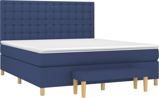 vidaXL - Sommier tapissier - avec - matelas - tissu - bleu - 160x200 - cm