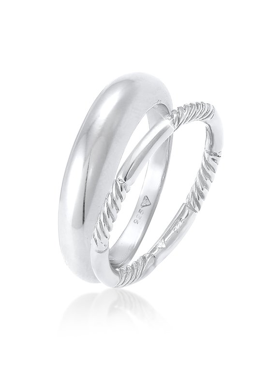 Elli Dames Ring Dames Band Ring Set Twisted Basic Trend in 925 Sterling Zilver Goud Geplaatst