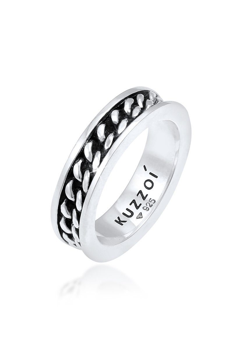 KUZZOI - Ring - Heren Bandring Panzer Design Trend gemaakt van 925 Sterling Zilver - Heren