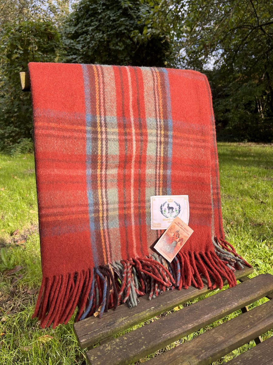 R&D Leder Wollen Tartan plaid Stewart Royal Antique - Vintage - Warm - cadeau - plaid - magnifique - Duurzaam - deken