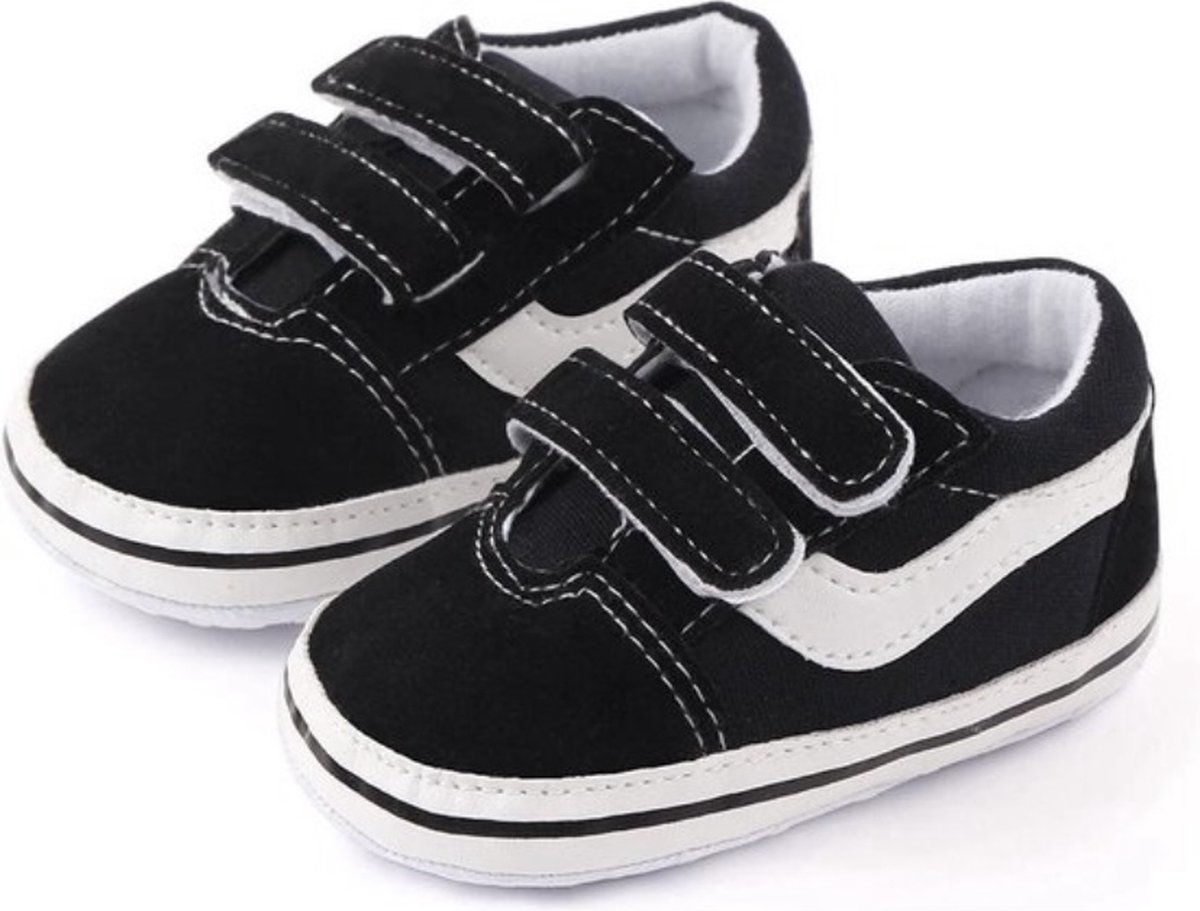 Babyschoenen - Baby slofjes - klittenband - Schoenmaat 18-19 – 0-6 maanden (11cm) - zwart
