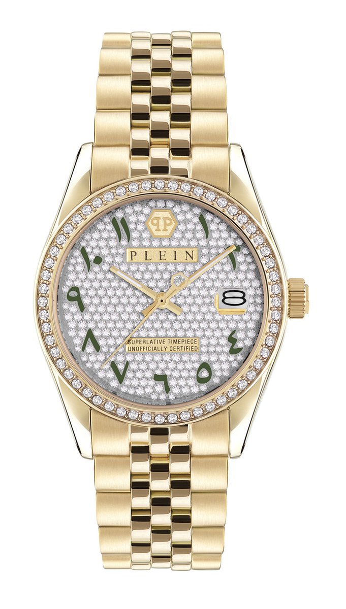 Philipp Plein Date Superlative PW2BA0223 Horloge - Staal - Goudkleurig - Ø 38 mm