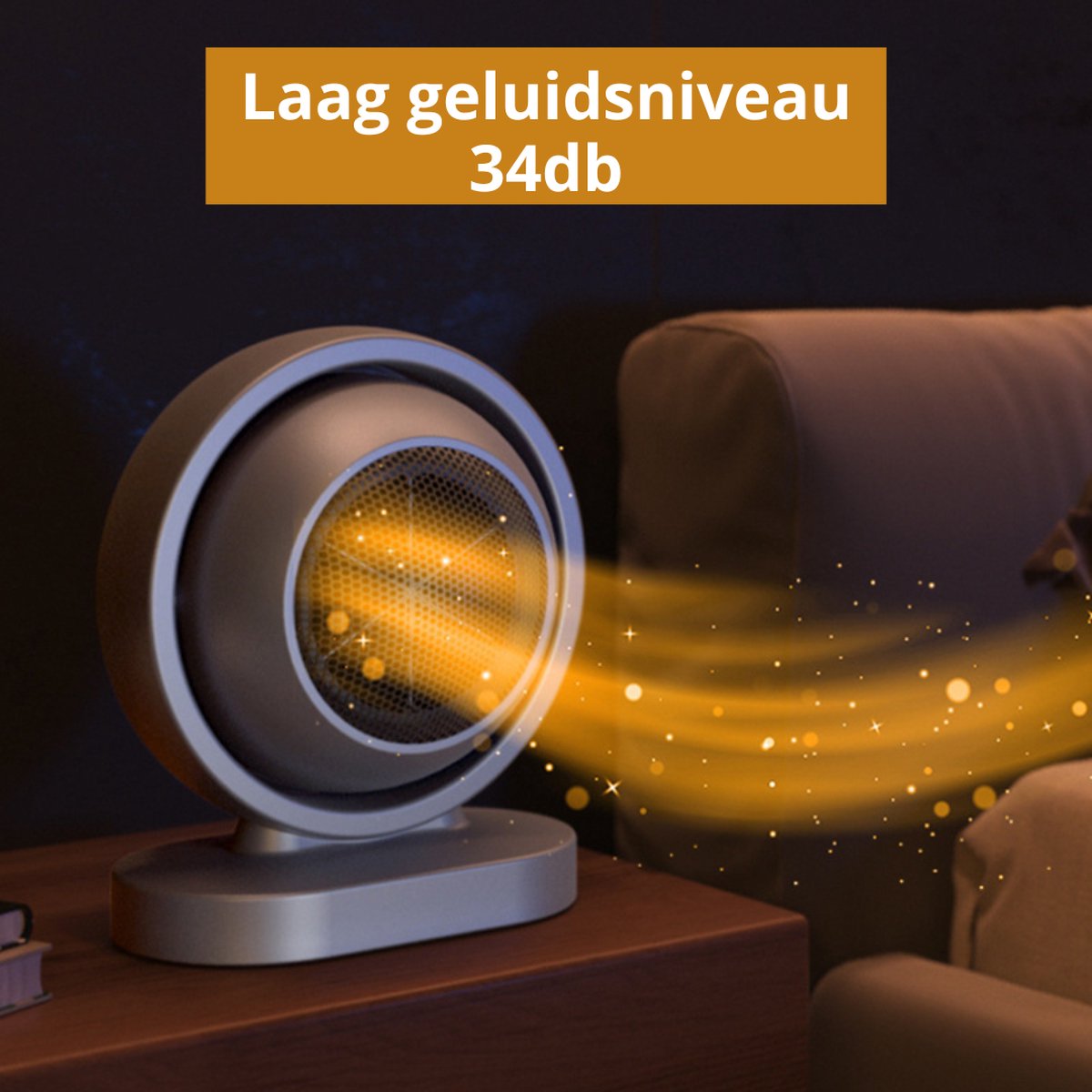 Elektrische Kachel - Haard - Heater - Mini Kachel - Rond - Infrarood Verwarmingspaneel - Grijs – foto 3
