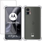 Hoesje geschikt voor Motorola Edge 30 Neo + Screenprotector – Tempered Glass - Extreme Shock Case Transparant