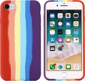 Peachy Rainbow Pride siliconen hoesje voor iPhone 7, 8, SE 2020 en SE 2022 - pastel