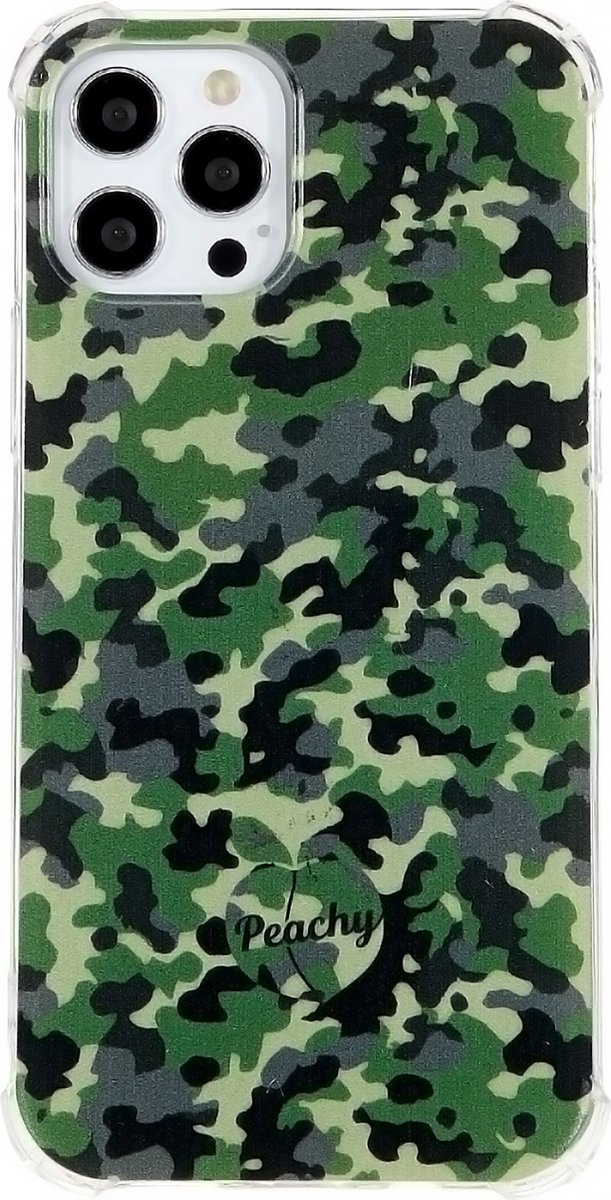 Peachy Leger Camouflage Survivor TPU hoesje geschikt voor iPhone 12 Pro Max - Army Groen
