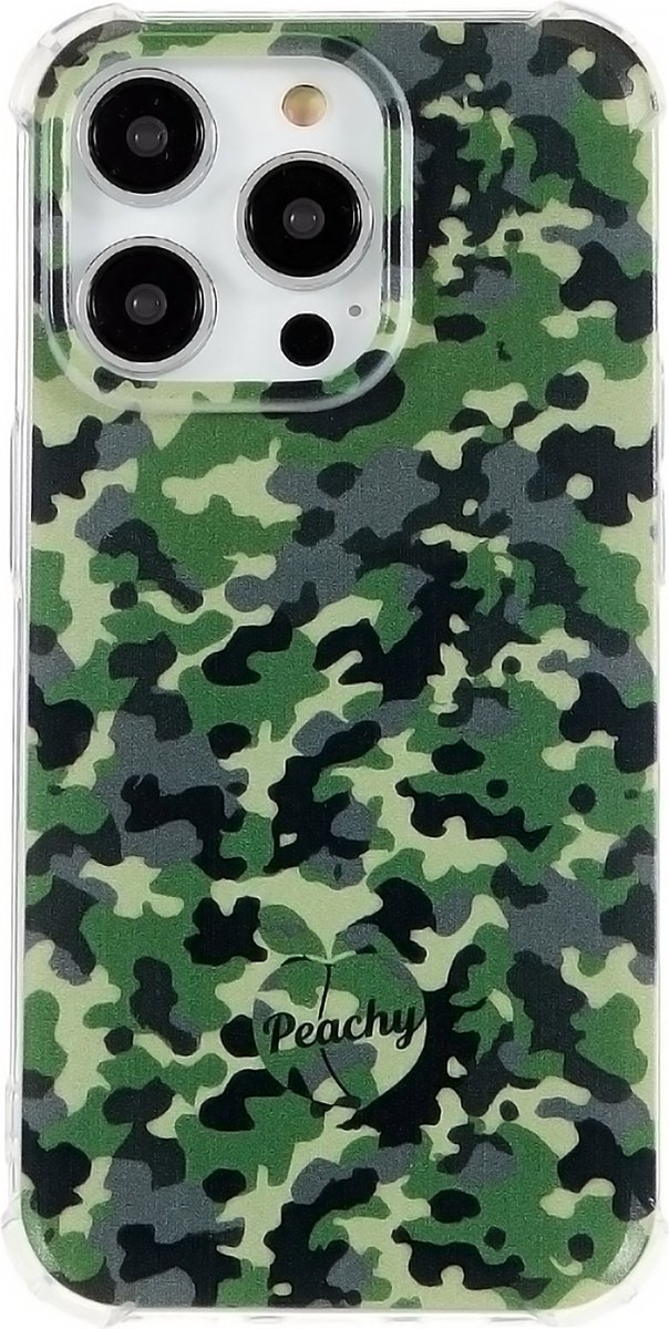 Peachy Leger Camouflage Survivor TPU hoesje geschikt voor iPhone 14 Pro - Army Groen