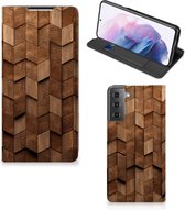 Book Wallet Case geschikt voor Samsung Galaxy S21 Plus Wooden Cubes