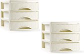 Caisson à tiroirs/organisateur de bureau PlasticForte - 2x - 3 tiroirs - blanc crème - L18 x L23 x H17 cm
