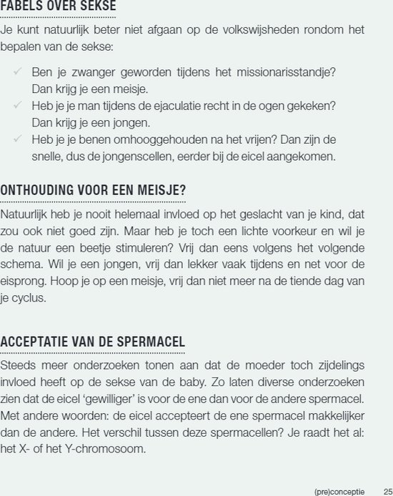 Pagina uit een boek met tekst over fabels over seks en de acceptatie van de spermacel.
