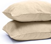 Sleeps Zachte Teddy Kussenslopen Taupe 60x70 cm - 2 Stuks - Teddy zacht