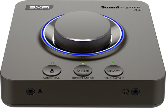 Creative Sound Blaster X4 Hi-Res 24 bit/192 kHz USB-DAC en versterker-geluidskaart, meerkanaal, 7.1 Discrete Surround, headset-ingang voor pc en Mac