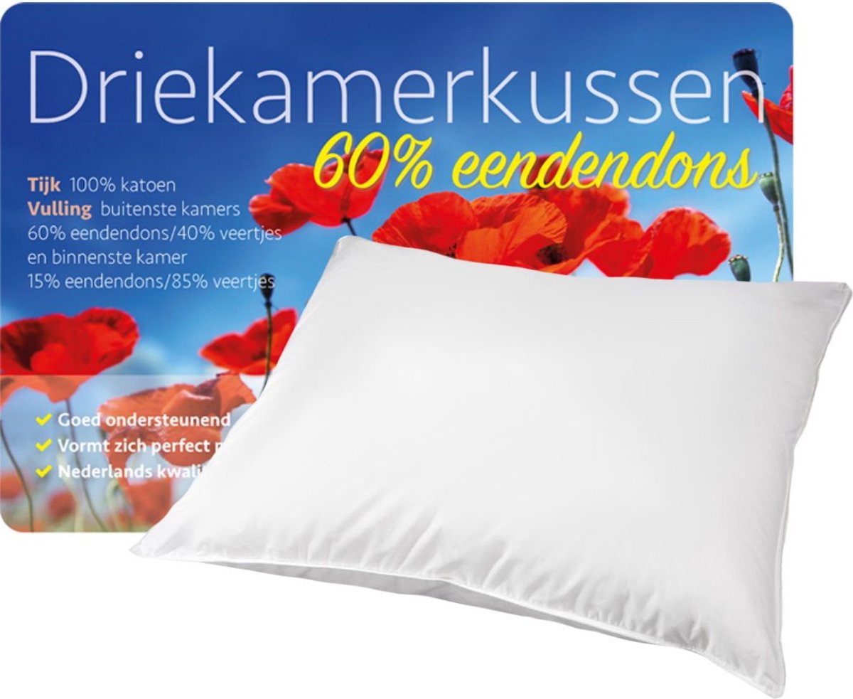 iSleep 3-Kamer Donzen Hoofdkussen - Eendendons - 60x70 cm - Wit
