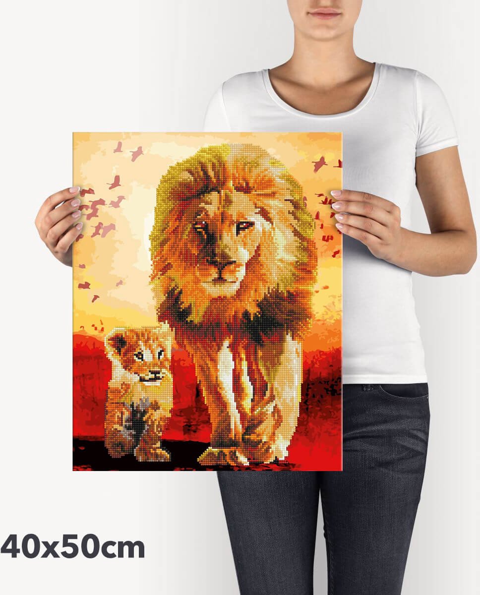 Schilderen Op Nummer Volwassenen DIY Hybrid Paint By Number Diamond Painting - Compleet Hobby Pakket op Frame met Vernis - ®Arty Bee - The Lion King - 40x50cm — afbeelding 5