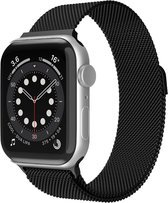 Bandje geschikt voor Apple Watch 42/44MM - Geschikt voor Series 1/2/3/4/5/6/7/8/9/SE/Ultra 1&2 - Maat One Size - Horlogebandje - Milanees - Zwart