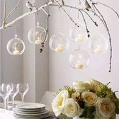 6 x hangende glazen theelichtkandelaars, romantische decoratie kaarslicht bruiloftsrestaurant, woondecoratie glazen bol, festival/verjaardag decoratie kristallen kandelaar, diameter 8 cm