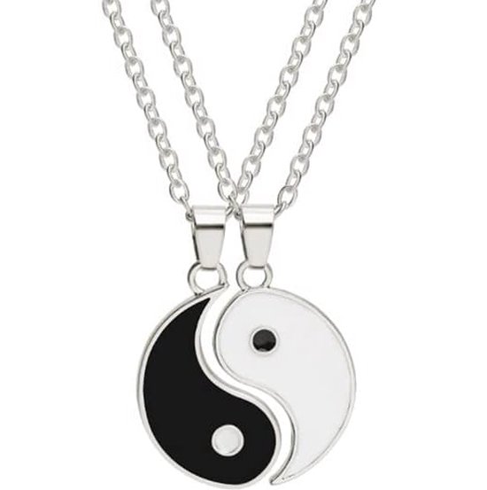 Yin Yang Ketting set (zilver kleurig) - Romantisch Liefdes Cadeau - Mannen Cadeautjes - Cadeau voor Man