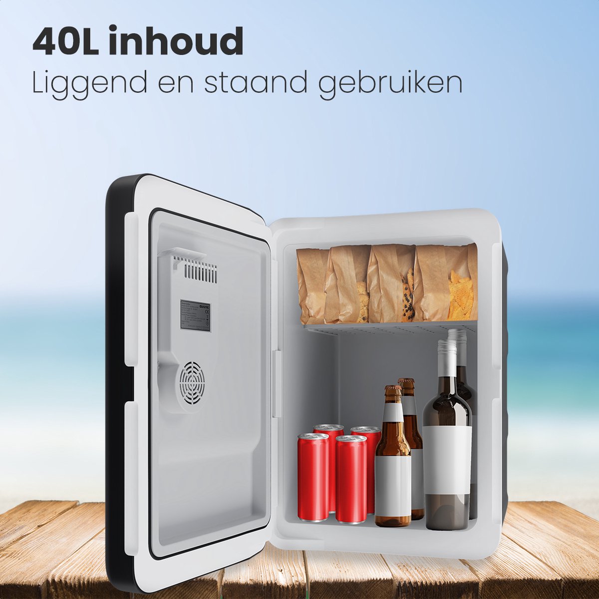 Auronic Koelbox Elektrisch 12V en 230 volt - 40L - Auto - Camping Koelkast - Koelen en Verwarmen - Frigobox - Zwart — afbeelding 3