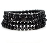 Bracelets de perles 21cm noir lot de 4 Mauro Vinci - Bracelet de Perles avec boîte cadeau - Bracelets de couleur noire