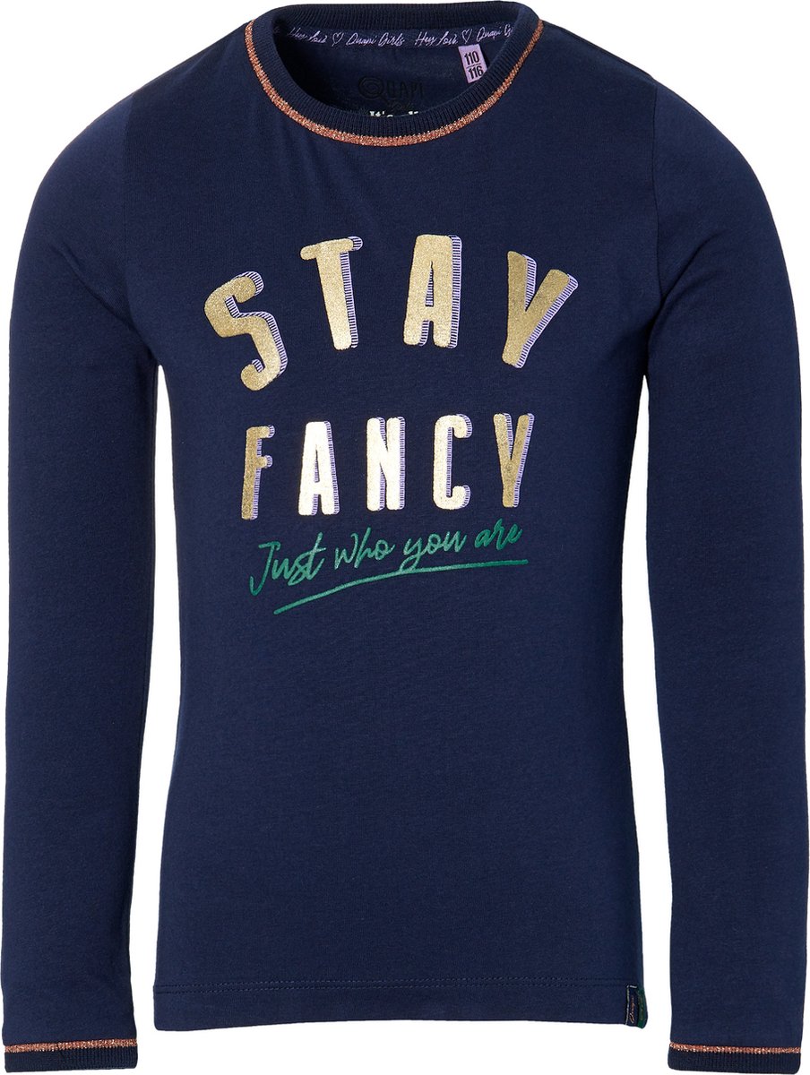 Quapi longsleeve Djoy donker blauw met gouden opdruk voor meisjes - maat 92