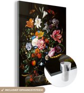 MuchoWow® Glasschilderij 90x120 cm - Schilderij acrylglas - Oude meesters - Kunst - Vaas met bloemen - Jan Davidsz de Heem - Foto op glas - Schilderijen