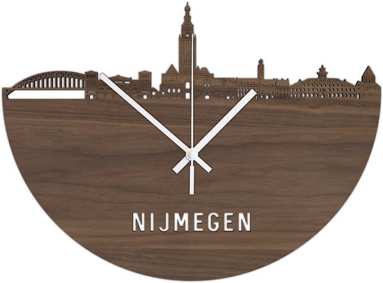 Skyline Klok Nijmegen Noten Hout Wanddecoratie Voor Aan De Muur City Shapes