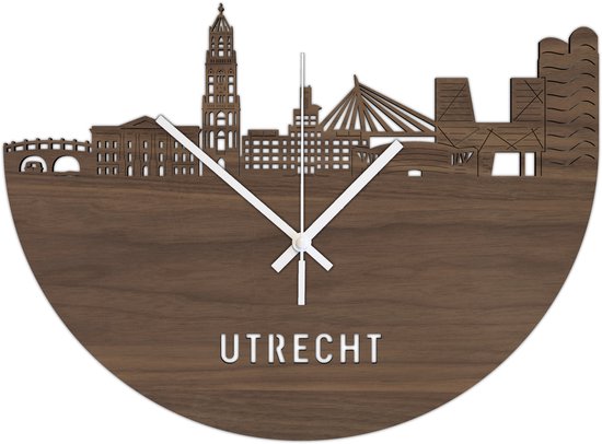 Skyline Klok Utrecht Noten Hout Wanddecoratie Voor Aan De Muur City Shapes