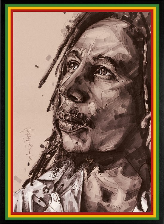Bob Marley 02 print 51x71 cm *ingelijst & gesigneerd