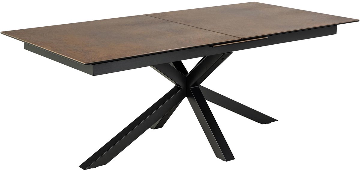 Giga Living Eettafel Bruin Uitschuifbaar - Keramiek/Metaal - 200/240x100x76cm - Eettafel Durgan - Giga Living