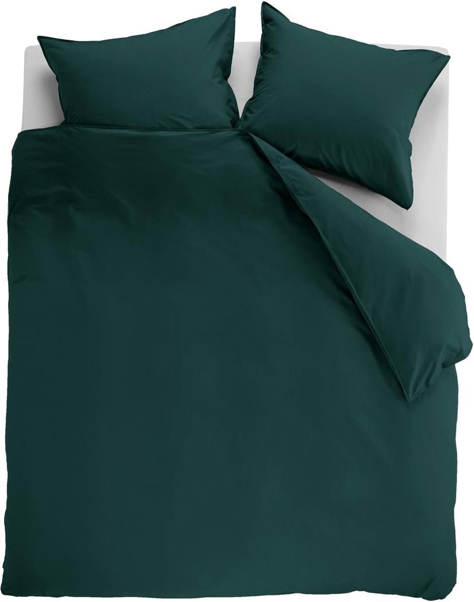 Ambiante Cotton Uni dekbedovertrek - Effen - Lits-Jumeaux - 240x200/220 - Donker Groen