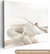 Canvas Schilderij Abstract - Moderne kunst - Beige - 80x60 cm - Wanddecoratie